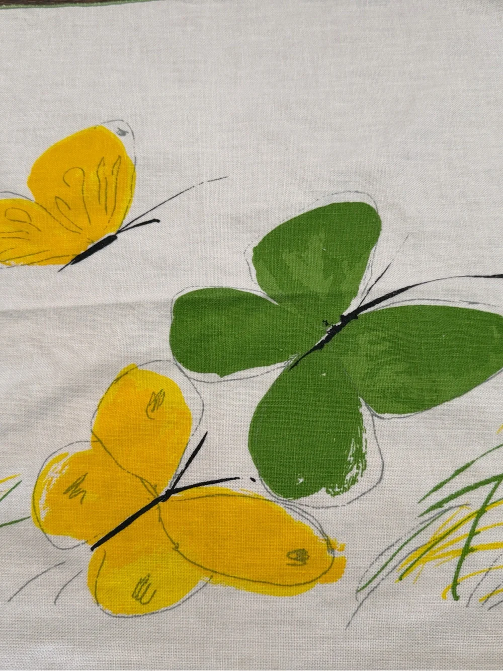 Vintage 60’s-70’s Vera Neumann Butterfly Cloth Napkins Yellow Green MCM Set of 6